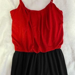 Enfocus Studio Sparkly Red and Black Jumpsuit